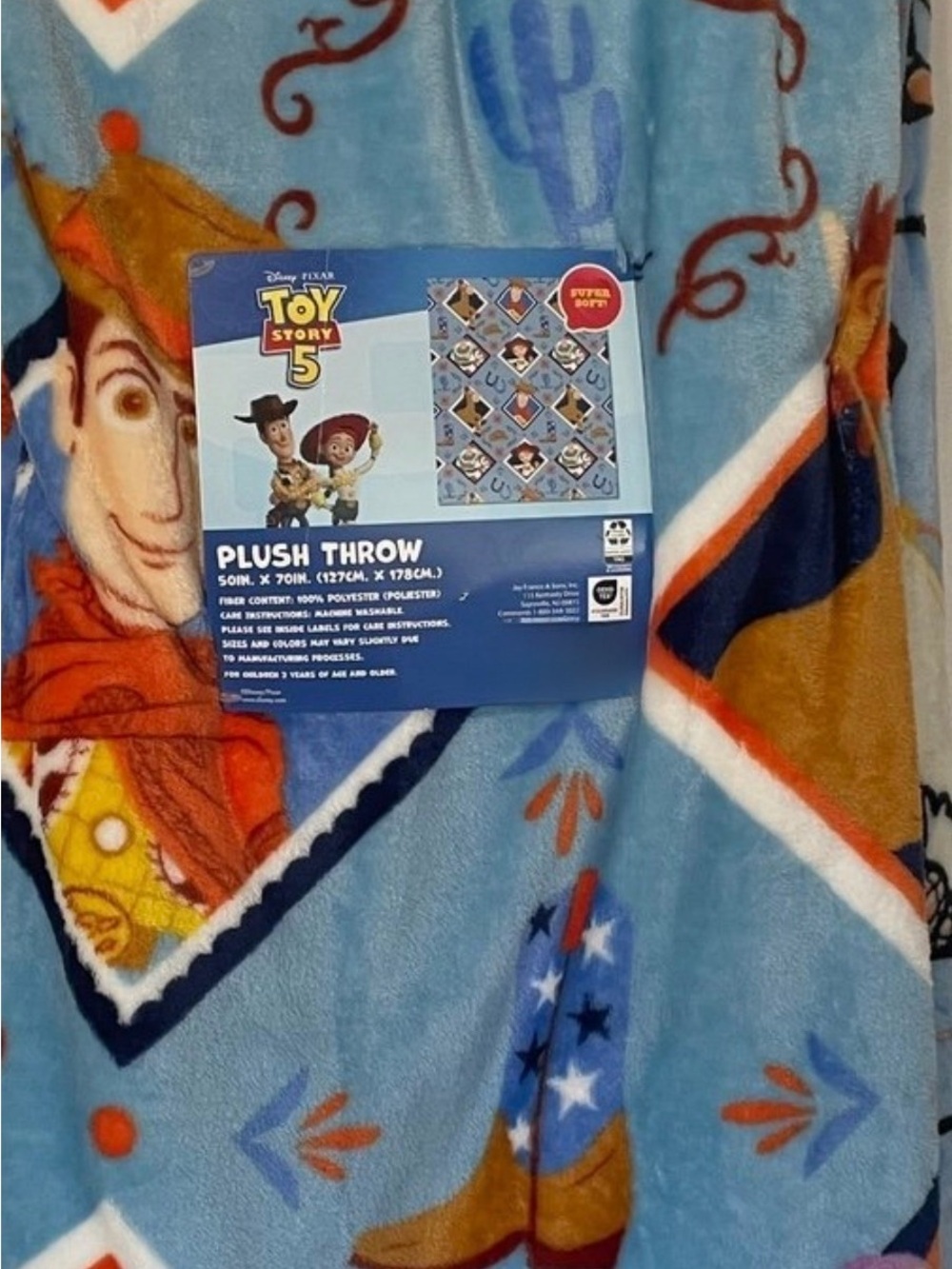 Toy Story 5 Woody and Friends Blue Plush Throw Blanket - Kids